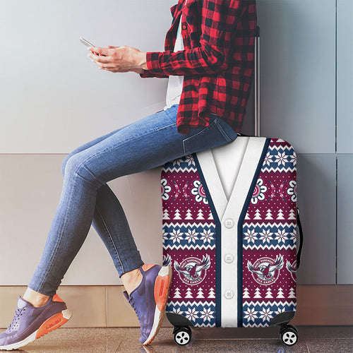 Sea Eagles Rugby Christmas Luggage Cover Aboriginal Seamless Cardigan Inspired