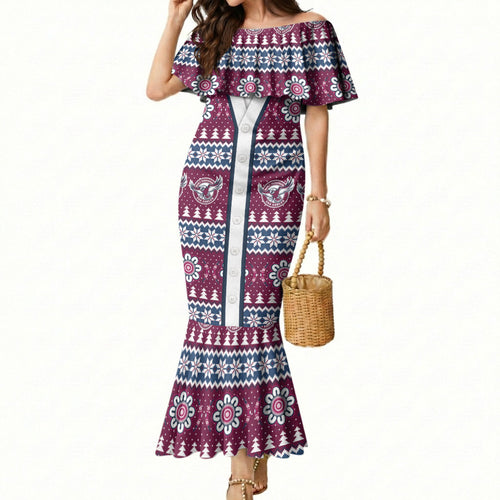 Sea Eagles Rugby Christmas Mermaid Dress Aboriginal Seamless Cardigan Inspired