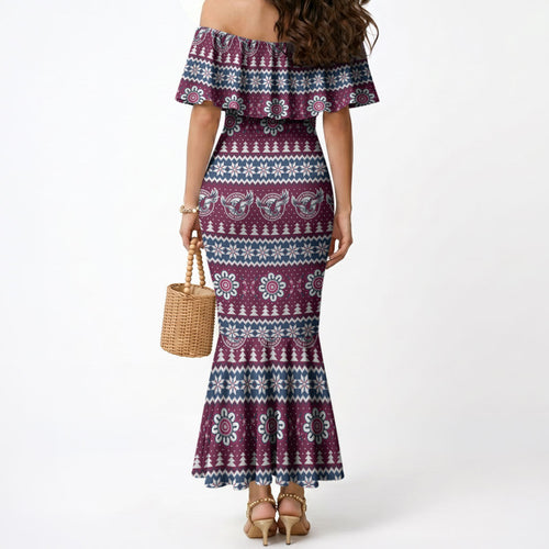 Sea Eagles Rugby Christmas Mermaid Dress Aboriginal Seamless Cardigan Inspired