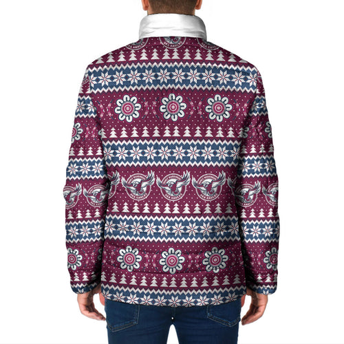 Sea Eagles Rugby Christmas Padded Jacket Aboriginal Seamless Cardigan Inspired
