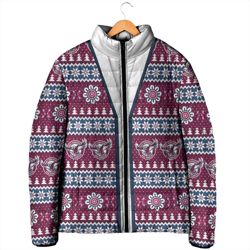 Sea Eagles Rugby Christmas Padded Jacket Aboriginal Seamless Cardigan Inspired
