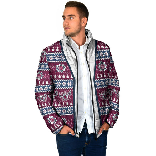 Sea Eagles Rugby Christmas Padded Jacket Aboriginal Seamless Cardigan Inspired