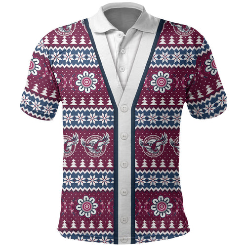 Sea Eagles Rugby Christmas Polo Shirt Aboriginal Seamless Cardigan Inspired
