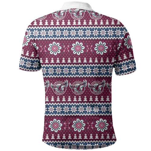 Sea Eagles Rugby Christmas Polo Shirt Aboriginal Seamless Cardigan Inspired