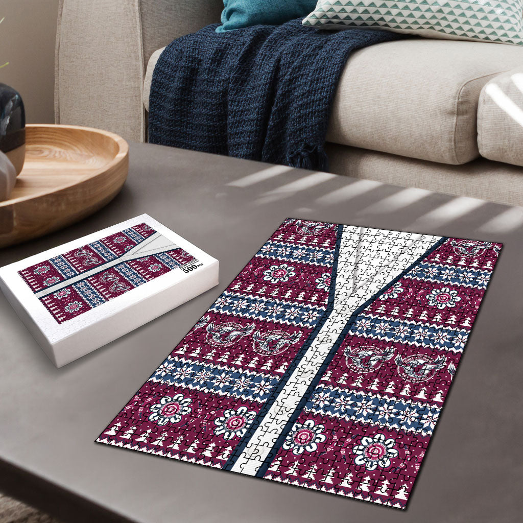 Sea Eagles Rugby Christmas Puzzle Aboriginal Seamless Cardigan Inspired