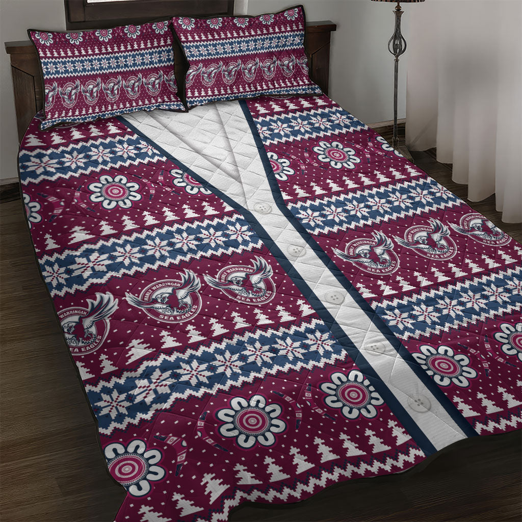 Sea Eagles Rugby Christmas Quilt Bed Set Aboriginal Seamless Cardigan Inspired