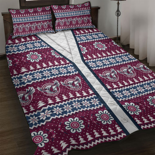 Sea Eagles Rugby Christmas Quilt Bed Set Aboriginal Seamless Cardigan Inspired