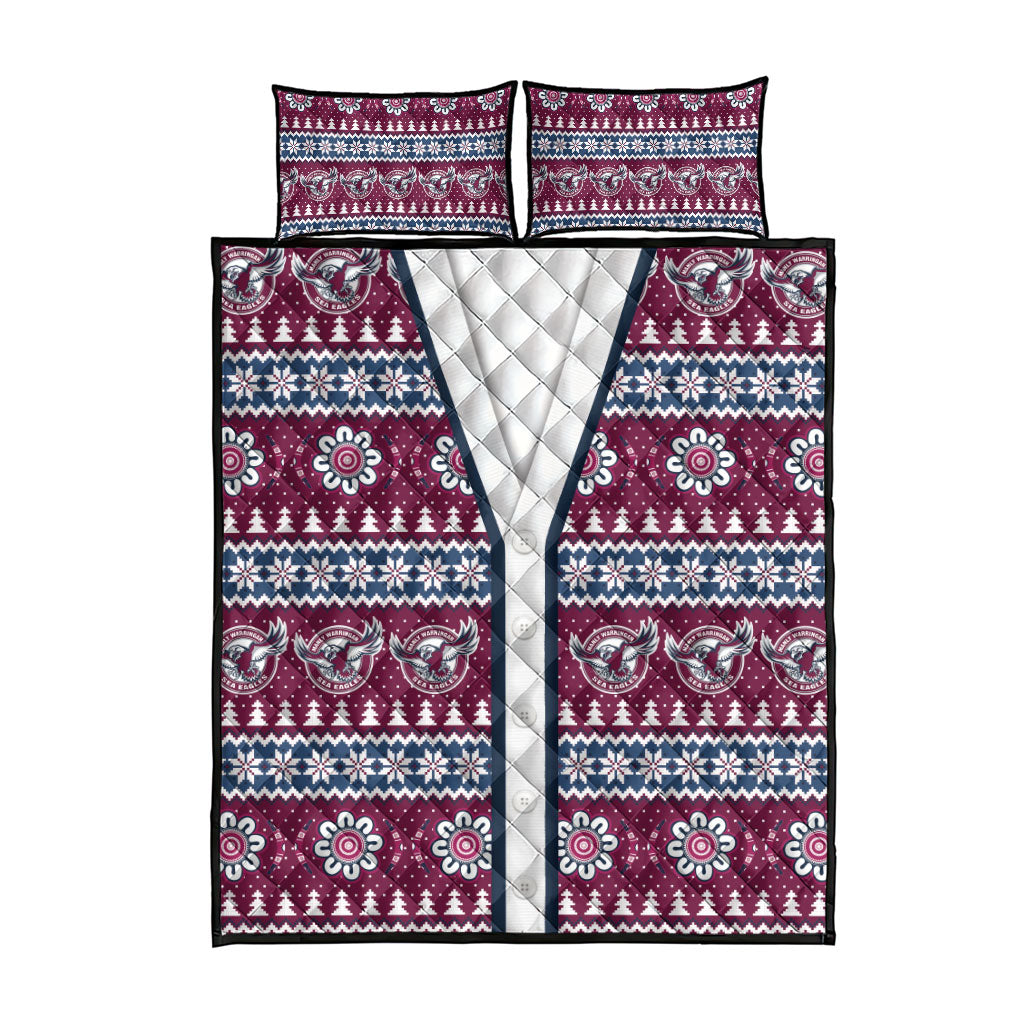 Sea Eagles Rugby Christmas Quilt Bed Set Aboriginal Seamless Cardigan Inspired
