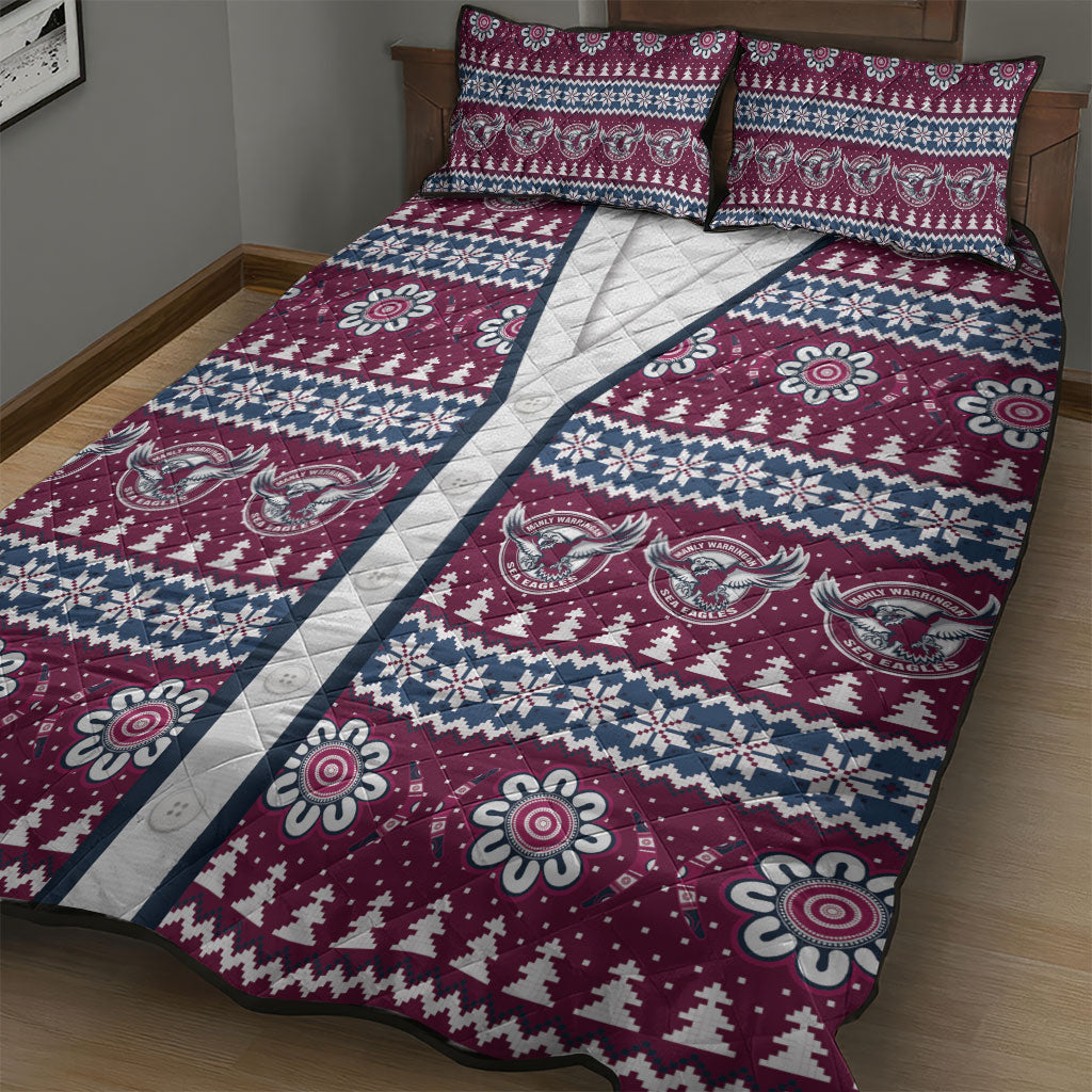 Sea Eagles Rugby Christmas Quilt Bed Set Aboriginal Seamless Cardigan Inspired
