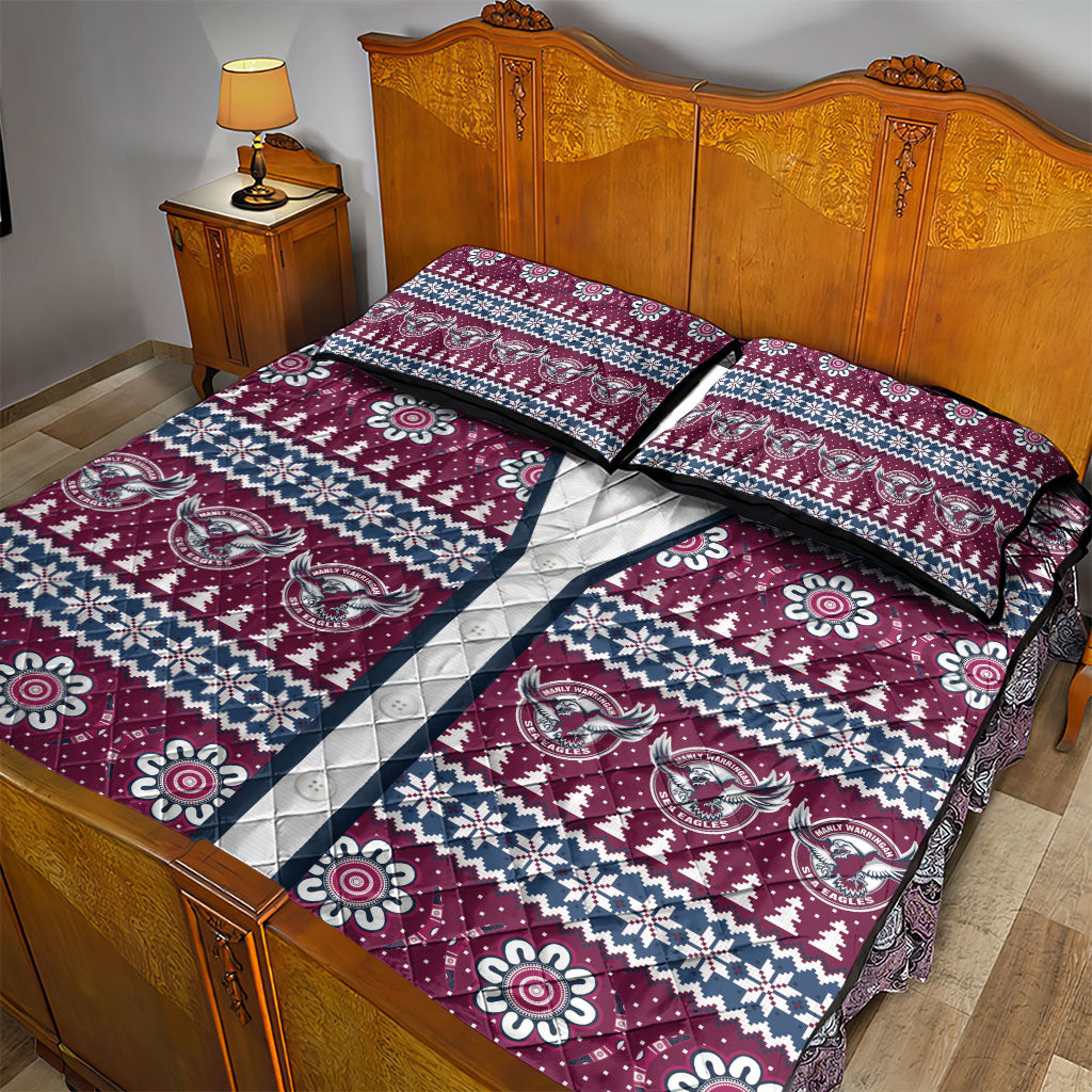Sea Eagles Rugby Christmas Quilt Bed Set Aboriginal Seamless Cardigan Inspired