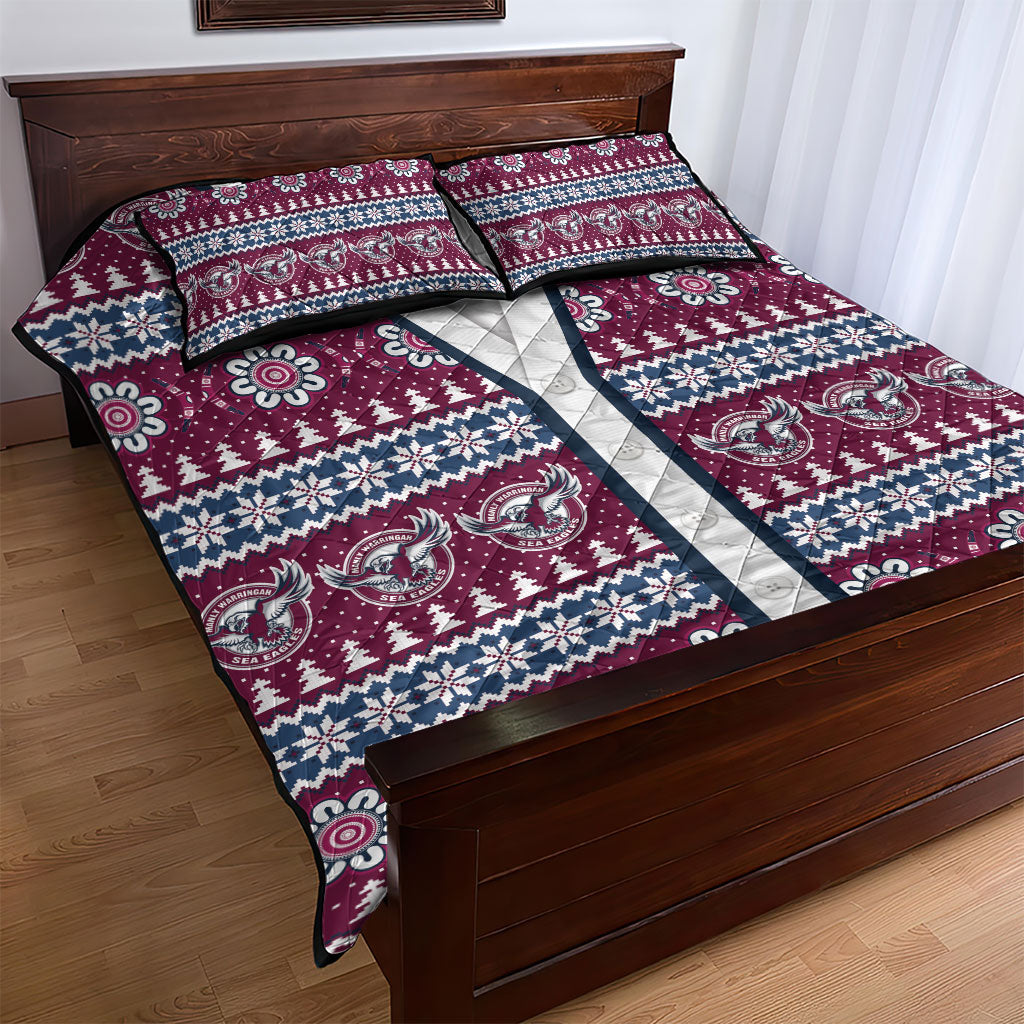 Sea Eagles Rugby Christmas Quilt Bed Set Aboriginal Seamless Cardigan Inspired