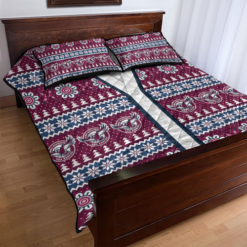Sea Eagles Rugby Christmas Quilt Bed Set Aboriginal Seamless Cardigan Inspired