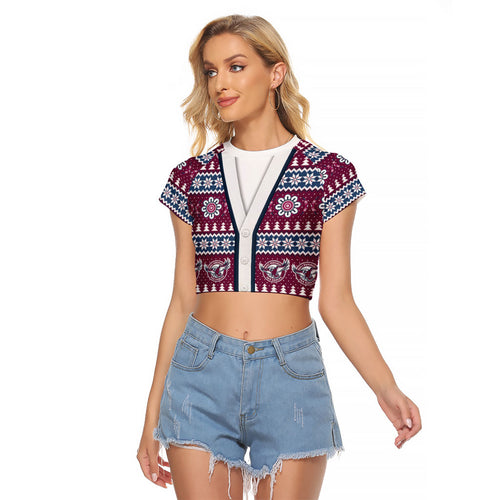 Sea Eagles Rugby Christmas Raglan Cropped T Shirt Aboriginal Seamless Cardigan Inspired