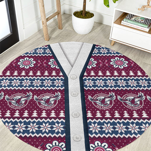 Sea Eagles Rugby Christmas Round Carpet Aboriginal Seamless Cardigan Inspired