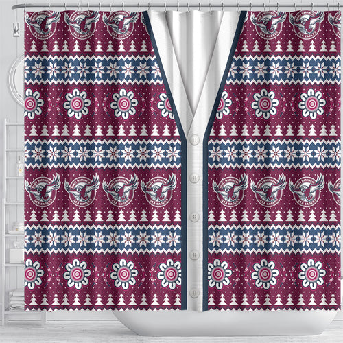 Sea Eagles Rugby Christmas Shower Curtain Aboriginal Seamless Cardigan Inspired