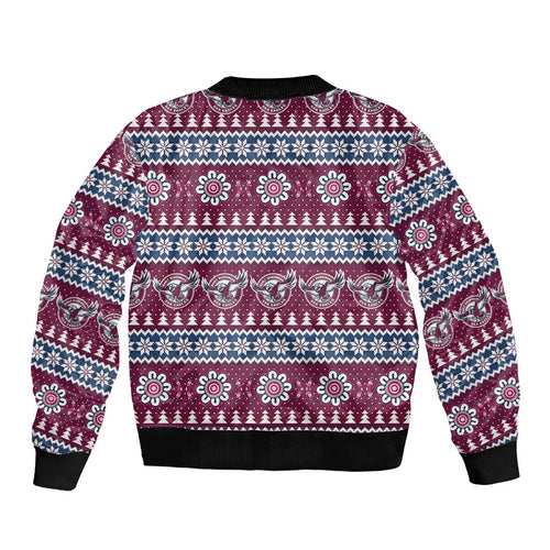 Sea Eagles Rugby Christmas Sleeve Zip Bomber Jacket Aboriginal Seamless Cardigan Inspired