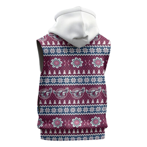 Sea Eagles Rugby Christmas Sleeveless Hoodie Aboriginal Seamless Cardigan Inspired