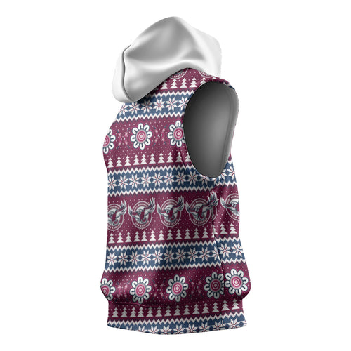 Sea Eagles Rugby Christmas Sleeveless Hoodie Aboriginal Seamless Cardigan Inspired
