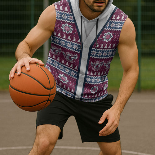 Sea Eagles Rugby Christmas Sleeveless Hoodie Aboriginal Seamless Cardigan Inspired