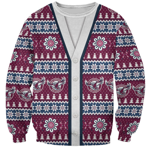 Sea Eagles Rugby Christmas Sweatshirt Aboriginal Seamless Cardigan Inspired