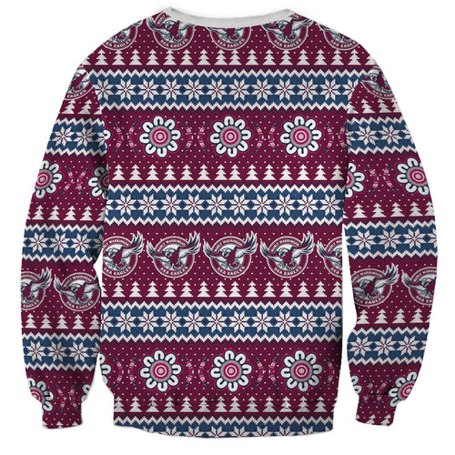 Sea Eagles Rugby Christmas Sweatshirt Aboriginal Seamless Cardigan Inspired