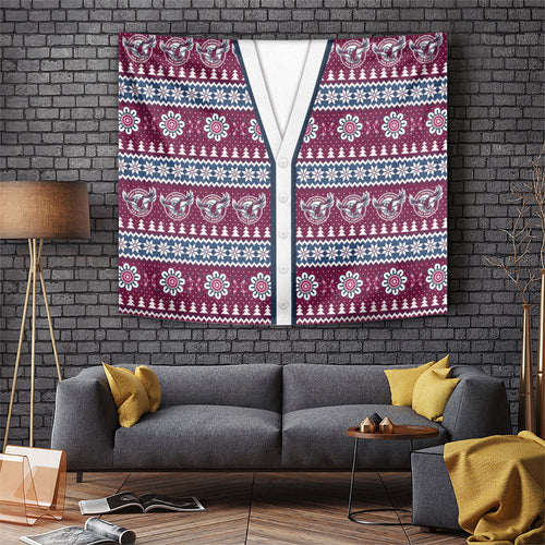 Sea Eagles Rugby Christmas Tapestry Aboriginal Seamless Cardigan Inspired