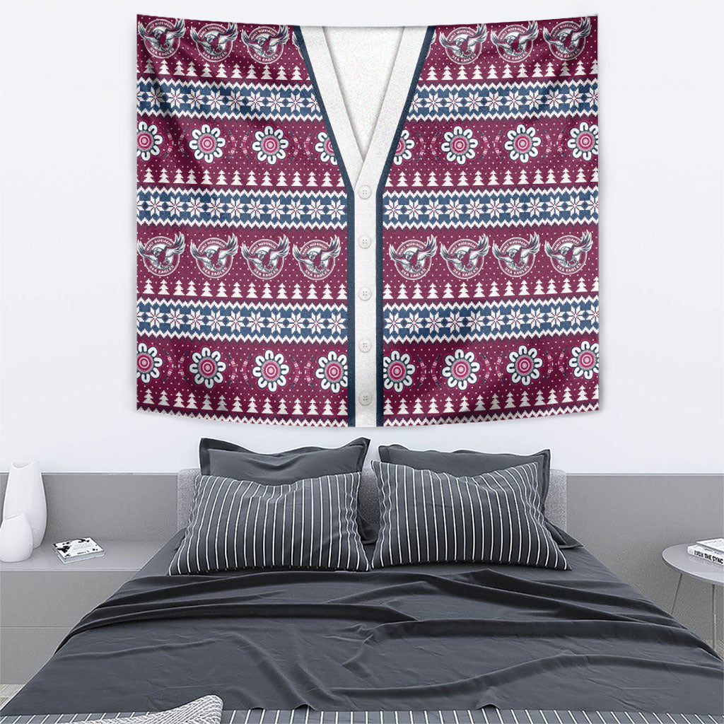 Sea Eagles Rugby Christmas Tapestry Aboriginal Seamless Cardigan Inspired