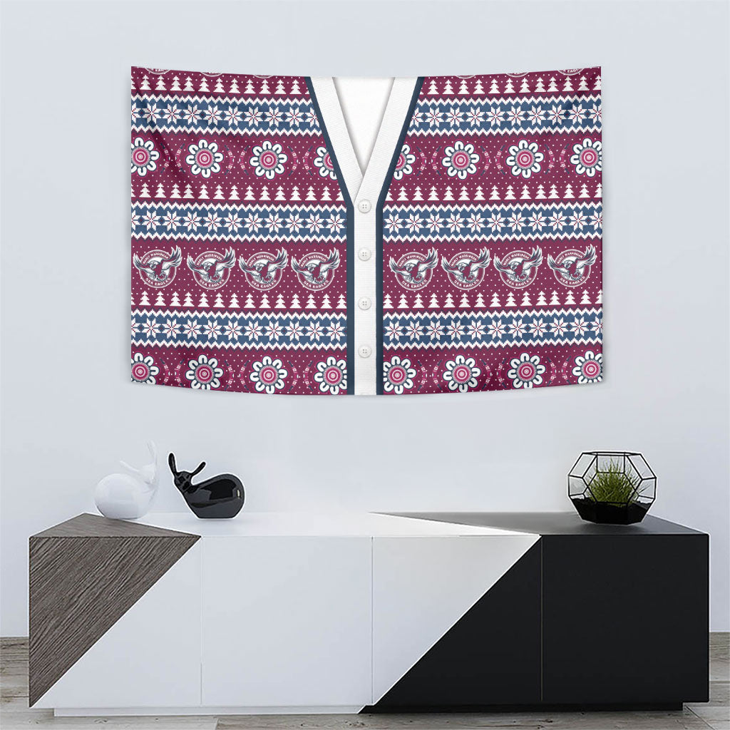 Sea Eagles Rugby Christmas Tapestry Aboriginal Seamless Cardigan Inspired