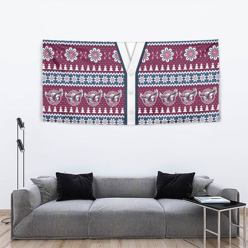 Sea Eagles Rugby Christmas Tapestry Aboriginal Seamless Cardigan Inspired