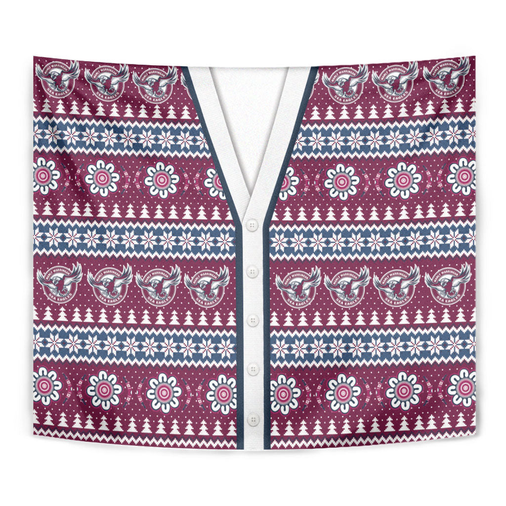 Sea Eagles Rugby Christmas Tapestry Aboriginal Seamless Cardigan Inspired