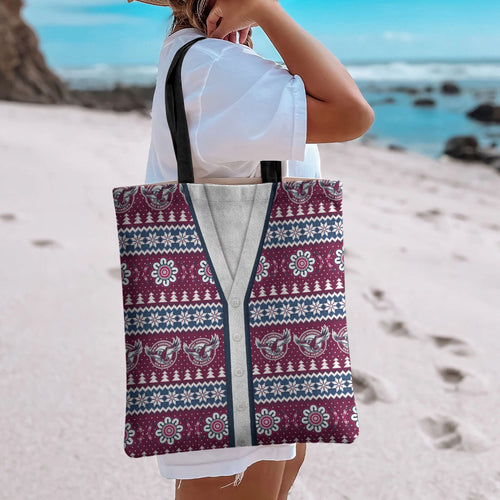 Sea Eagles Rugby Christmas Tote Bag Aboriginal Seamless Cardigan Inspired