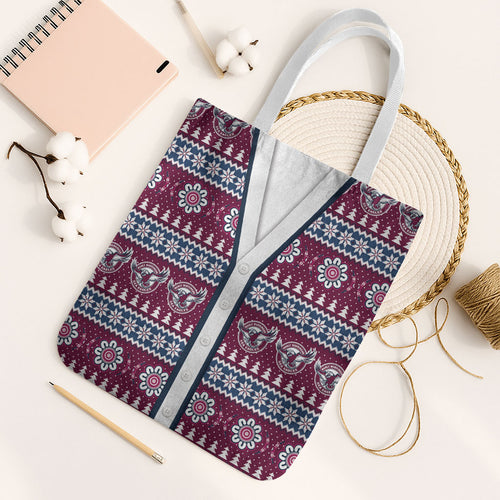 Sea Eagles Rugby Christmas Tote Bag Aboriginal Seamless Cardigan Inspired