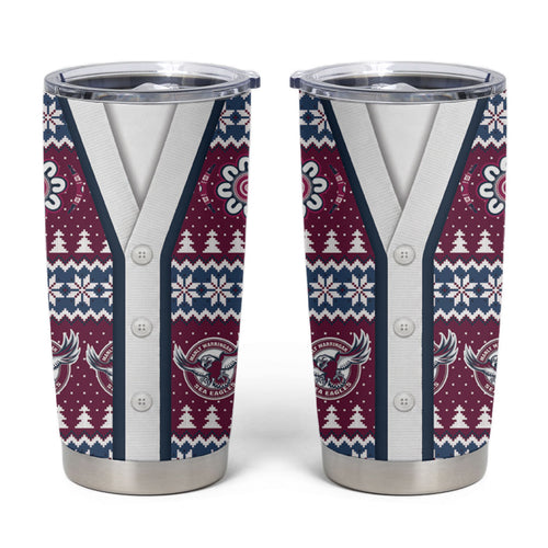 Sea Eagles Rugby Christmas Tumbler Cup Aboriginal Seamless Cardigan Inspired