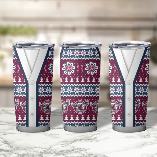 Sea Eagles Rugby Christmas Tumbler Cup Aboriginal Seamless Cardigan Inspired