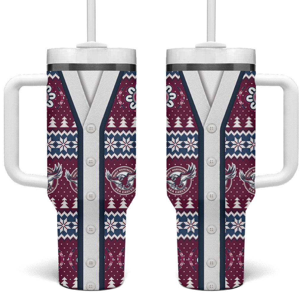 Sea Eagles Rugby Christmas Tumbler With Handle Aboriginal Seamless Cardigan Inspired