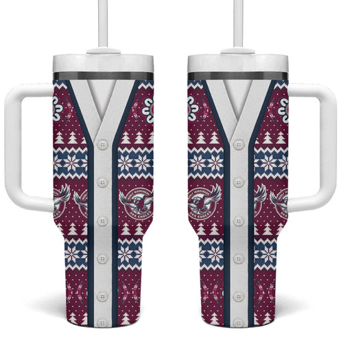 Sea Eagles Rugby Christmas Tumbler With Handle Aboriginal Seamless Cardigan Inspired