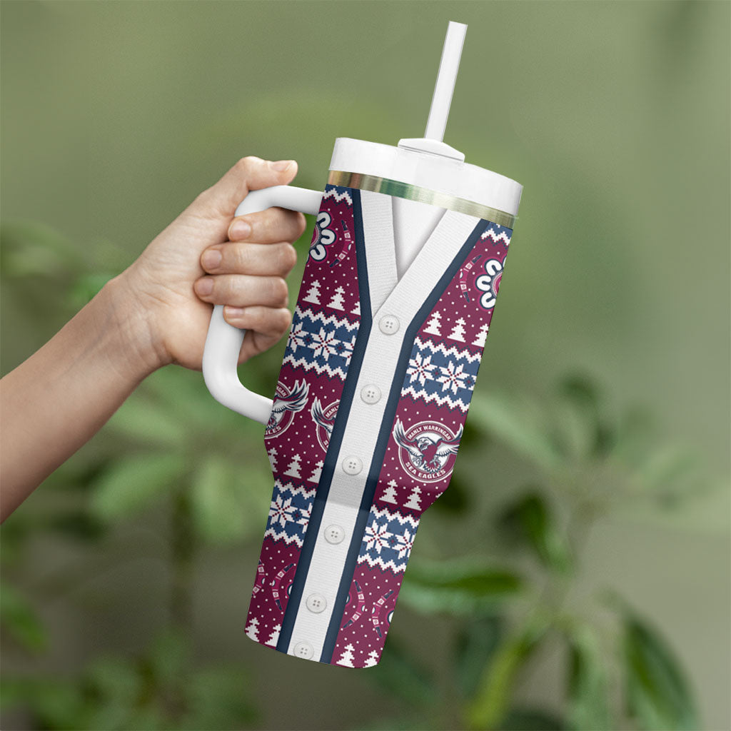 Sea Eagles Rugby Christmas Tumbler With Handle Aboriginal Seamless Cardigan Inspired