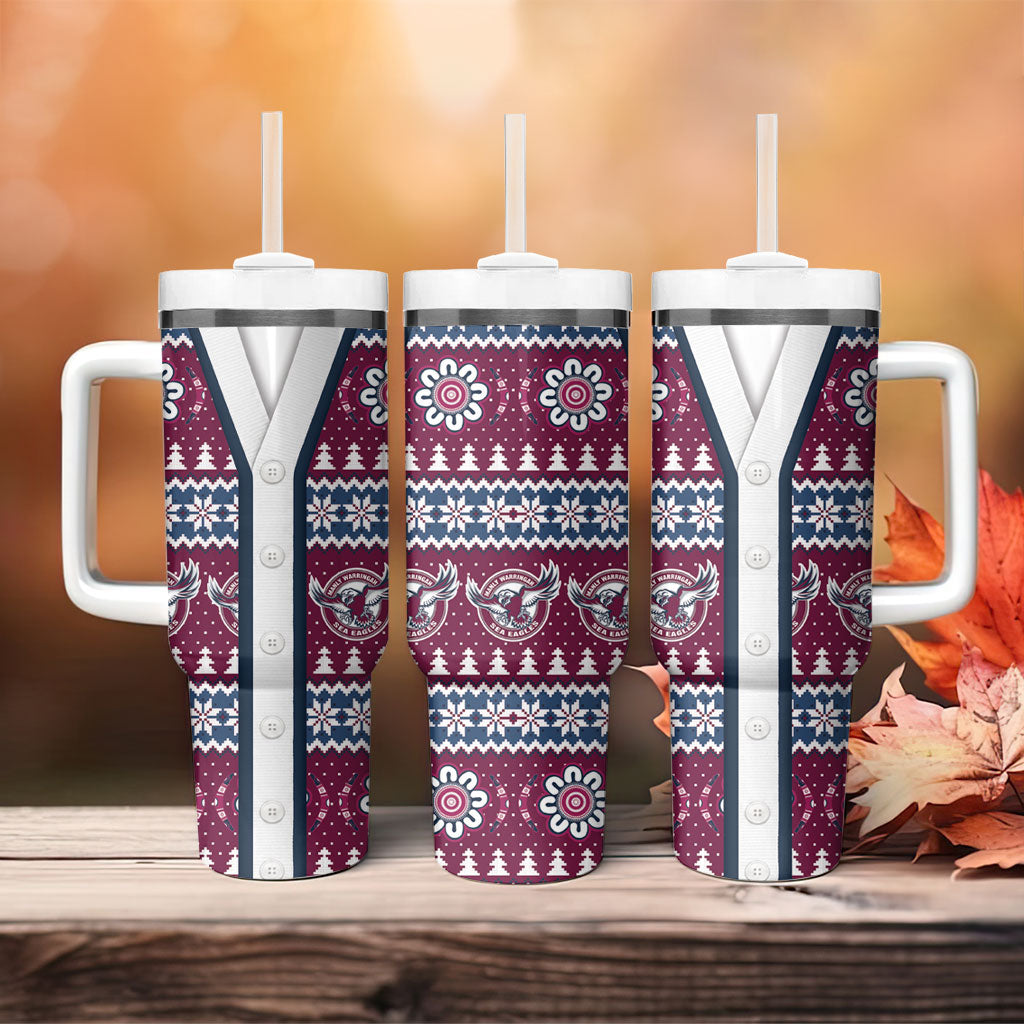 Sea Eagles Rugby Christmas Tumbler With Handle Aboriginal Seamless Cardigan Inspired