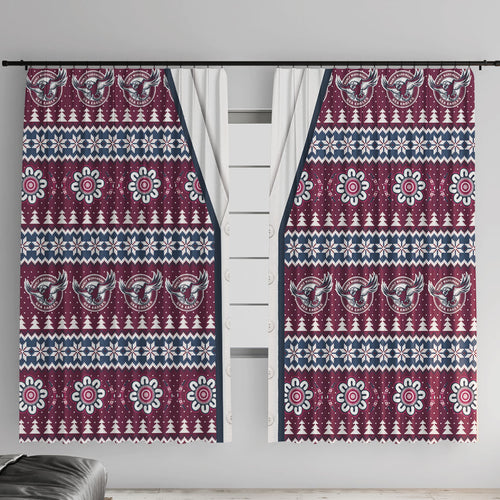 Sea Eagles Rugby Christmas Window Curtain Aboriginal Seamless Cardigan Inspired