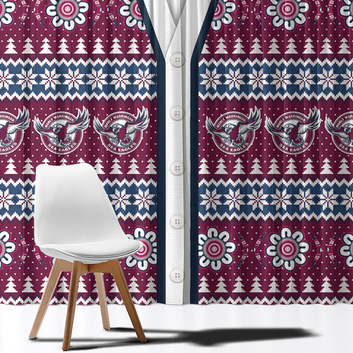 Sea Eagles Rugby Christmas Window Curtain Aboriginal Seamless Cardigan Inspired