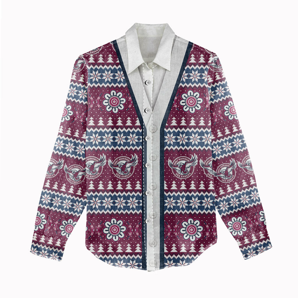 Sea Eagles Rugby Christmas Women Casual Shirt Aboriginal Seamless Cardigan Inspired
