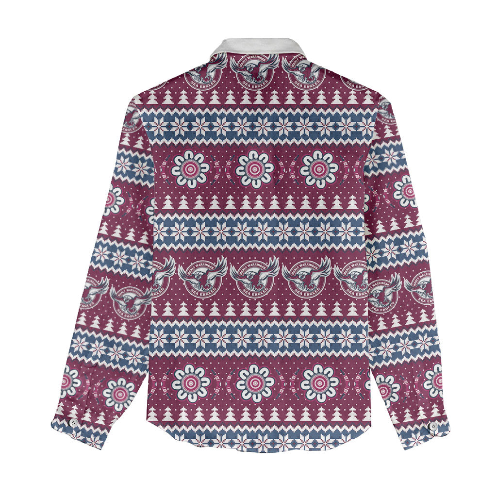 Sea Eagles Rugby Christmas Women Casual Shirt Aboriginal Seamless Cardigan Inspired