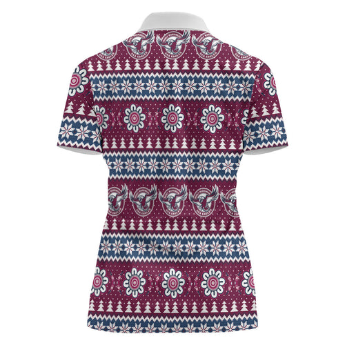 Sea Eagles Rugby Christmas Women Polo Shirt Aboriginal Seamless Cardigan Inspired