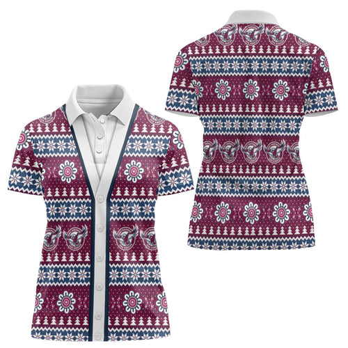 Sea Eagles Rugby Christmas Women Polo Shirt Aboriginal Seamless Cardigan Inspired