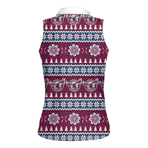 Sea Eagles Rugby Christmas Women Sleeveless Polo Shirt Aboriginal Seamless Cardigan Inspired