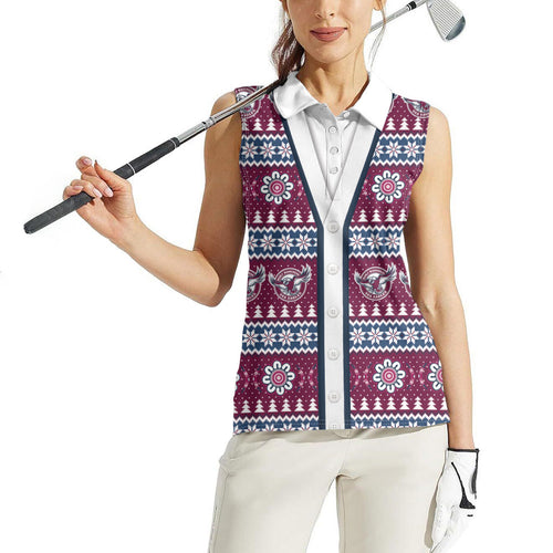 Sea Eagles Rugby Christmas Women Sleeveless Polo Shirt Aboriginal Seamless Cardigan Inspired