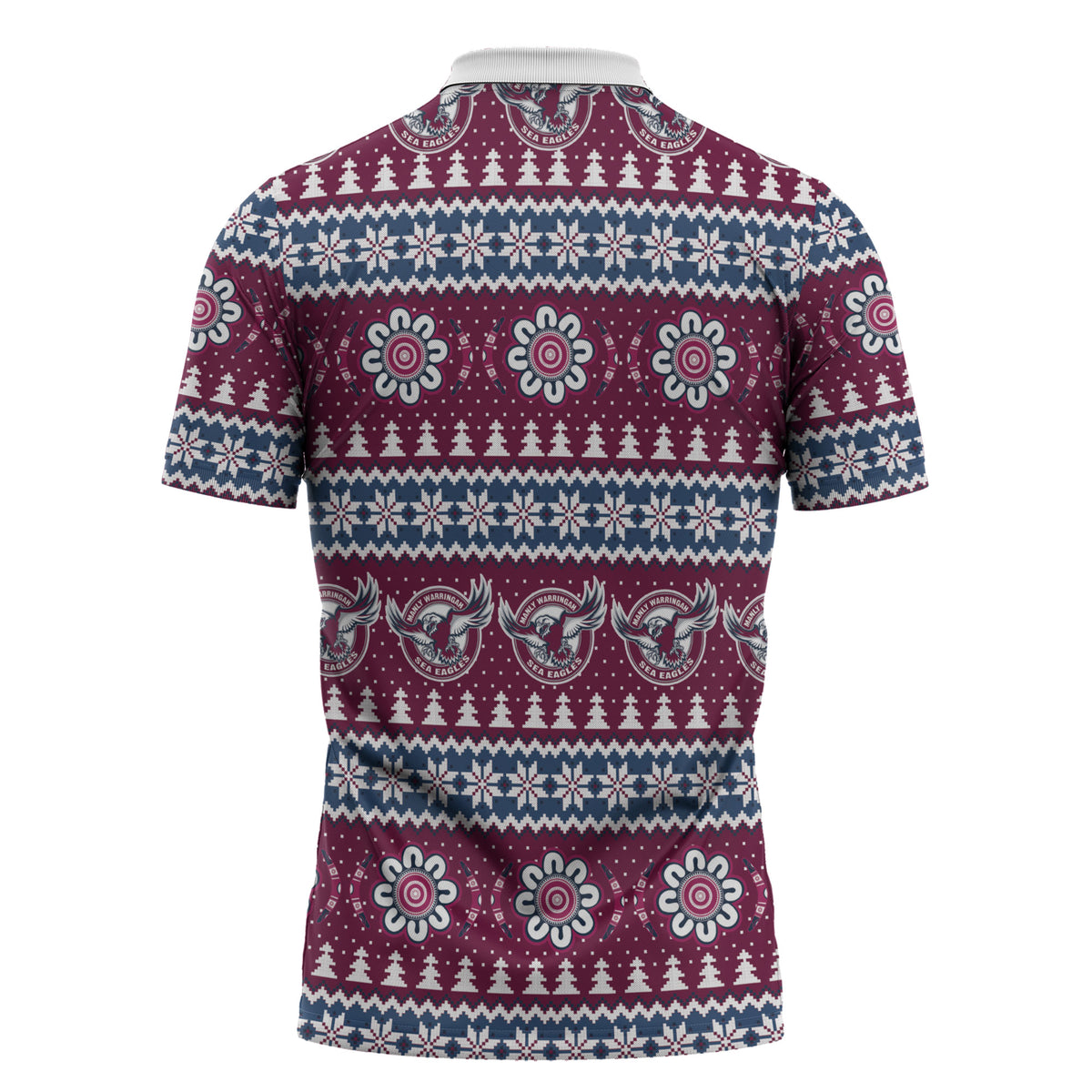 Sea Eagles Rugby Christmas Zipper Polo Shirt Aboriginal Seamless Cardigan Inspired