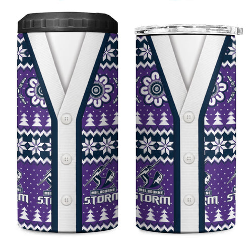 Storm Rugby Christmas 4 in 1 Can Cooler Tumbler Aboriginal Seamless Cardigan Inspired