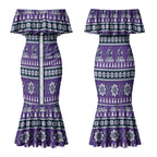 Storm Rugby Christmas Couples Matching Mermaid Dress and Long Sleeve Button Shirt Aboriginal Seamless Cardigan Inspired