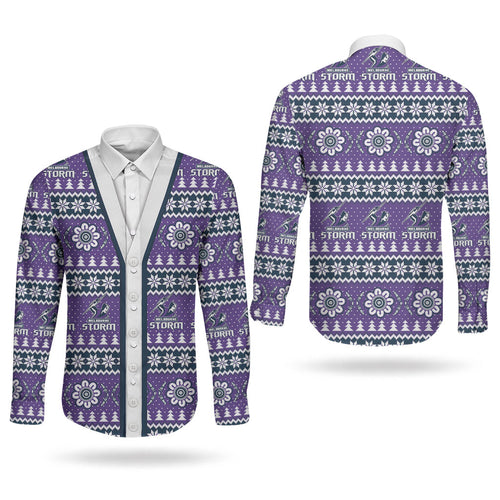 Storm Rugby Christmas Couples Matching Off Shoulder Maxi Dress and Long Sleeve Button Shirt Aboriginal Seamless Cardigan Inspired